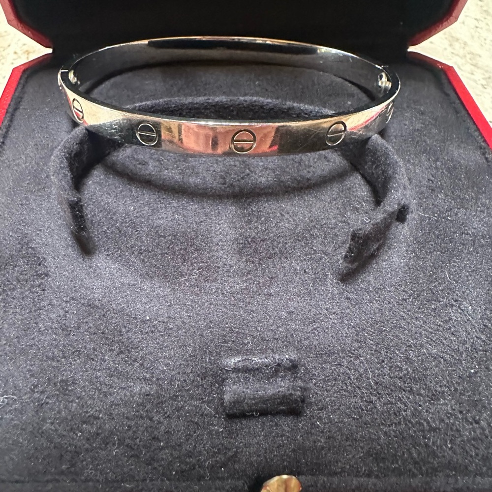 Cartier white gold Men’s Love Bracelet.  With box.  Excellent condition
